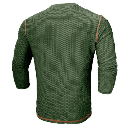 Men's Fall Winter Sports Fitness Long-sleeved Breathable Henley Shirt