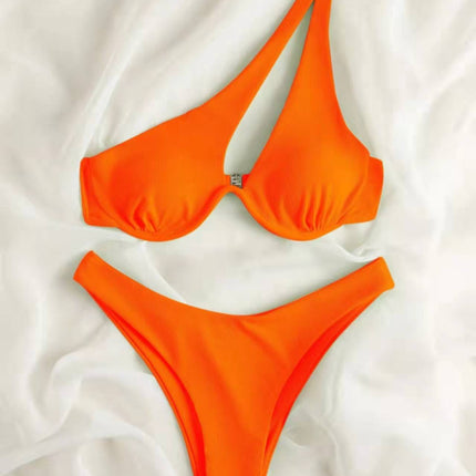 Wholesale Women's Sexy Split Swimsuit One-shoulder Underwire Bikini