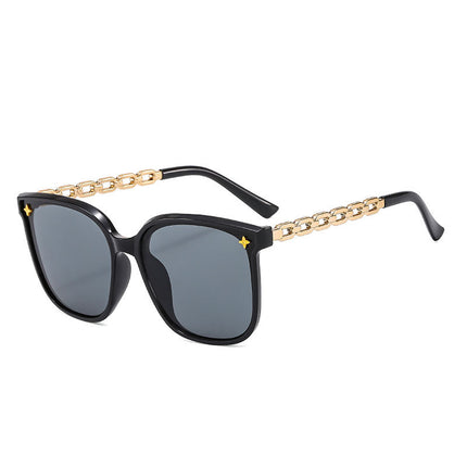 Fashionable Retro Chain Large Frame Square Personalized Vacation Sunglasses