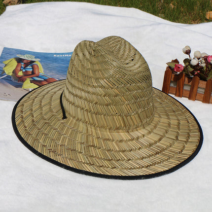Hollow Straw Hand-knitted Large Brim Sun Hat Fishing Hat Beach Vacation Straw Hat 