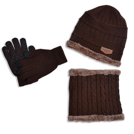 Wholesale Children's Winter Outdoor Velvet Warm Hat, Scarf and Gloves Three-piece Set