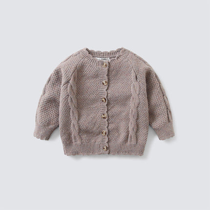 Wholesale Girls Autumn Twist Cardigan Sweater Knitted Jacket