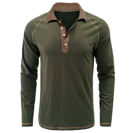 Wholesale Men's Fall Long Sleeve Lapel T-Shirt  POLO Shirt