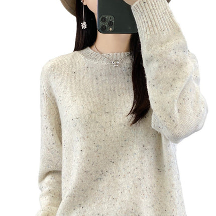 Wholesale Women's Fall Winter Round Neck Knitted 100%Wool Soft Sweater