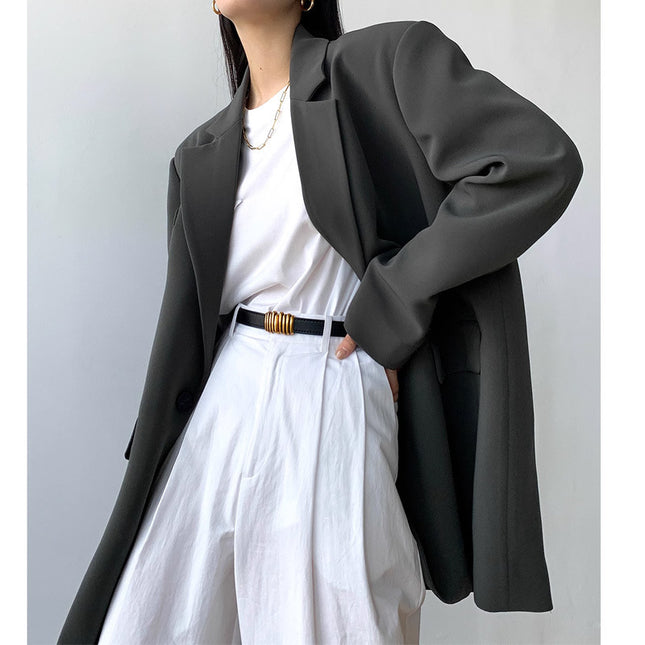 Wholesale Women's Spring and Autumn Black Casual Loose Blazer