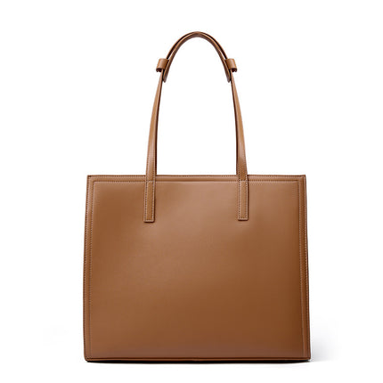 Women's Genuine Leather Large Capacity Tote Bag Briefcase Computer Bag Black Cowhide Bag 