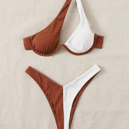 Wholesale Women's Sexy Split Swimsuit One-shoulder Underwire Bikini