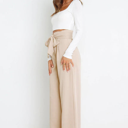 Wholesale Ladies Summer Trousers Casual All Match Wide Leg Trousers With Belt