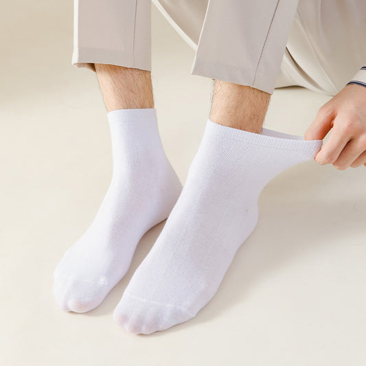 Men's Autumn Winter Anti-odor Sweat-absorbent Solid Color Sports Socks Mid-calf Socks