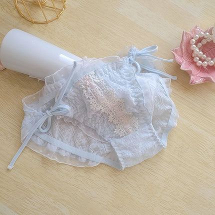 Wholesale Girls Cute Water-soluble Ribbon Lace Ruffles Lace-up Briefs