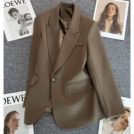 Wholesale Women Spring and Autumn One Button Fashion Brown Blazer