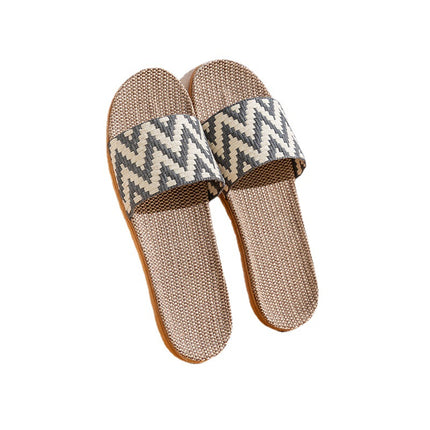 Men's and Women's Summer Linen Straw Rattan Home Non-slip Soft-soled Slippers