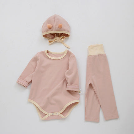 Newborn Baby Spring Onesie Triangle Romper Solid Color Babygrow Set