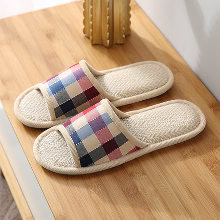 Women's Spring Summer Household Indoor Non-slip Cotton Linen Soft-soled Slippers 