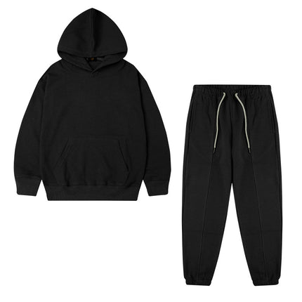 Kids Waffle Thick Solid Color Hooded Hoodies Joggers Two-Piece Set