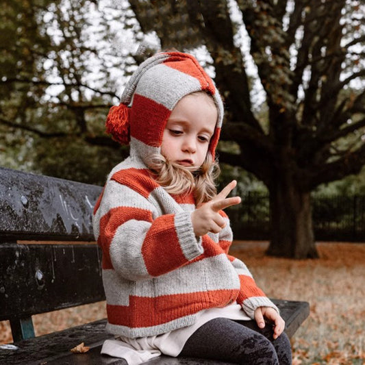 Wholesale Kids Fall Winter Christmas Elf Hats Striped Cardigan Sweaters Jackets