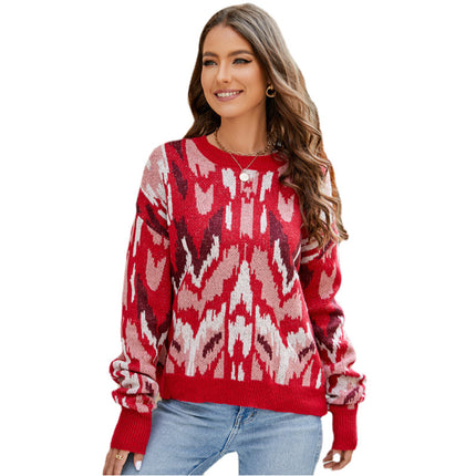 Wholesale Women's Fall Winter Pullover Jacquard Loose Sweater