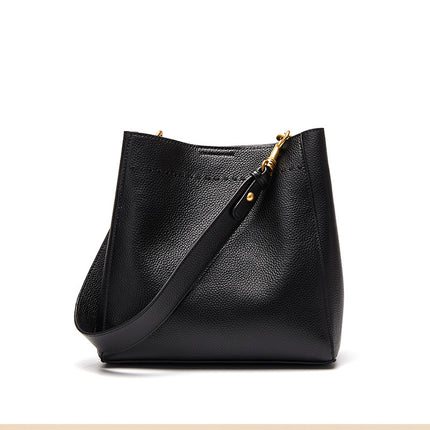 Women's Autumn and Winter Retro Genuine Leather Bag Shoulder Large Capacity Bucket Bag 