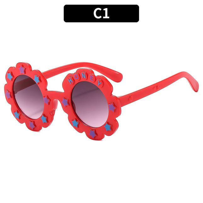 Children's Cute Sunflower Fashion Funny Cartoon Sunglasses for Travel and Vacation