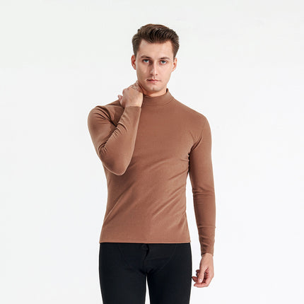 Wholesale Men's Thickened Warm Half Turtleneck Cationic Long Sleeve Bottoming Shirt