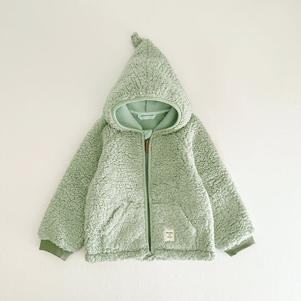 Wholesale Kids Fall Winter Soft and Warm Polar Fleece Hooded Cardigan Jacket