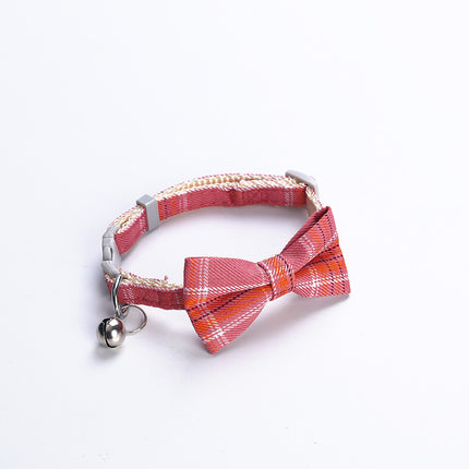 Wholesale Pet Collar Small Dog Check Bell Collar Cat Bow Necklace
