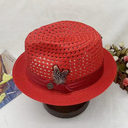 Wholesale Colorful Hat Outdoor Sun Protection Hat Feather Jazz Hat