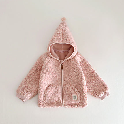 Wholesale Kids Fall Winter Soft and Warm Polar Fleece Hooded Cardigan Jacket