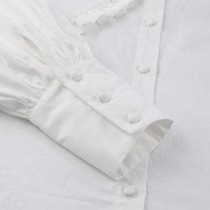 Wholesale Ladies Doll Collar Casual White Shirt