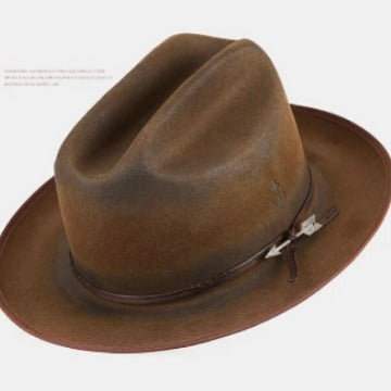 Wholesale Men's Fall Winter Sheep Tibetan Woolen Cowboy Hat Bow Jazz Hat 