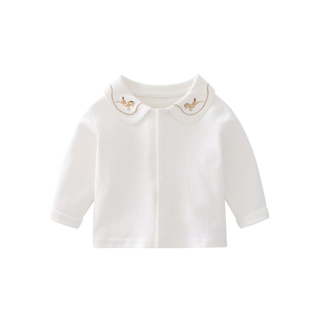 Baby Lapel T-shirt Cotton Long Sleeve Infant Cotton Top