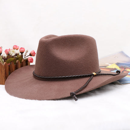 Wholesale Men's Autumn and Winter Woolen Cowboy Hat Bow Jazz Hat 