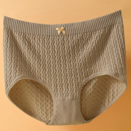 Women's Cotton High Waist Antibacterial Crotch Lace Trim Plus Size Briefs