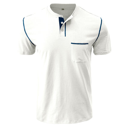 Wholesale Men's Summer Short Sleeve T-Shirt Henley T-shirt Top