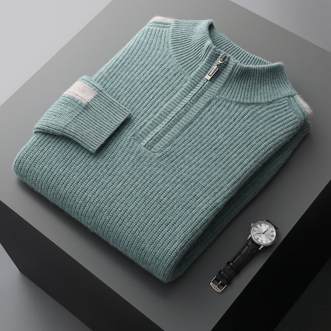 Wholesale Men's Winter Half Turtleneck Zipper Thickened Cashmere Sweater