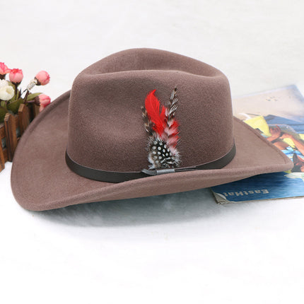 Wholesale Men's Winter Tibetan Wool Cowboy Hat Western Gentleman Felt Hat Jazz Hat