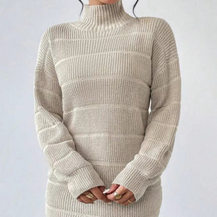 Wholesale Women's Fall Winter Solid Color Half Turtleneck Sweater Dress
