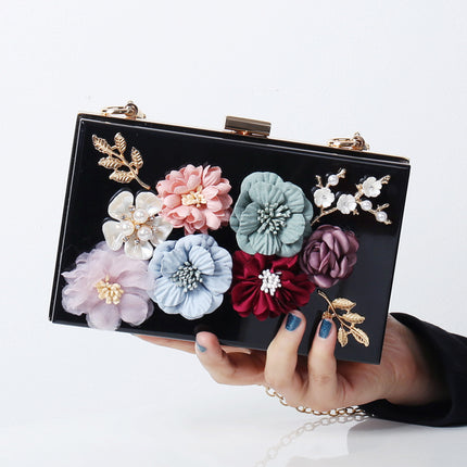 Women's Fashion Chain Bag Hand-held Acrylic Flower Dinner Party Bag 
