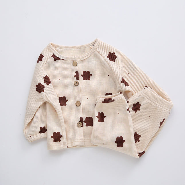 Wholesale Baby Cotton Waffle Spring Suit Infant Long Sleeve Split Two-piece Coat