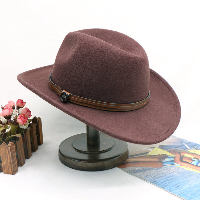 Wholesale Men's Winter Cowboy Hat Wool Felt Hat Western Gentleman Hat Felt Hat Jazz Hat