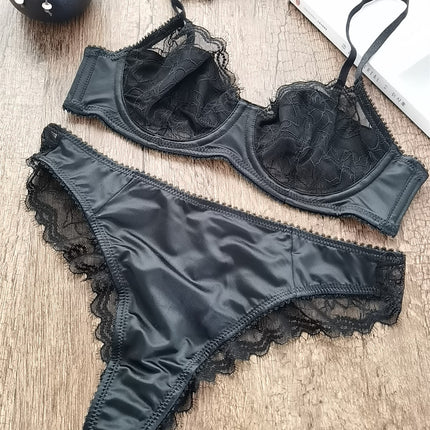Wholesale Ladies Sexy Ultra-thin Bra Lace Underwired Thin Underwear Set