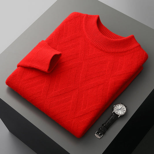 Wholesale Men's Winter Round Neck Solid Color Thickened Knitted Sweater