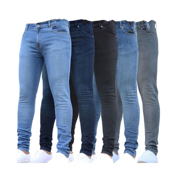 Wholesale Men's Autumn Black Slim Fit Stretch Skinny Jeans