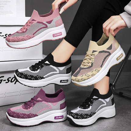 Wholesale Women's Spring Breathable Cloth Shoes Increased Thick Sole Casual Shoes 