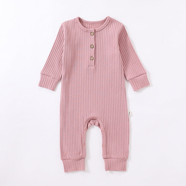 Newborn Baby Spring Jumpsuit Long Sleeve Solid Color Cotton Romper