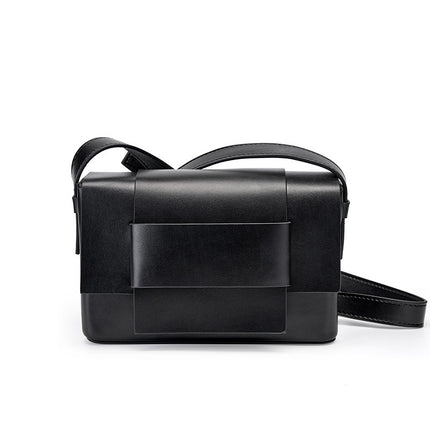 Neutral Soft Leather Woven Small Square Bag Tofu Bag Cowhide Shoulder Bag