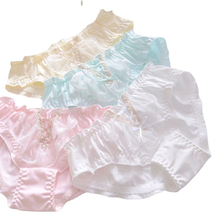 Wholesale Girls Cute Lace-up Ruffled Cotton Briefs