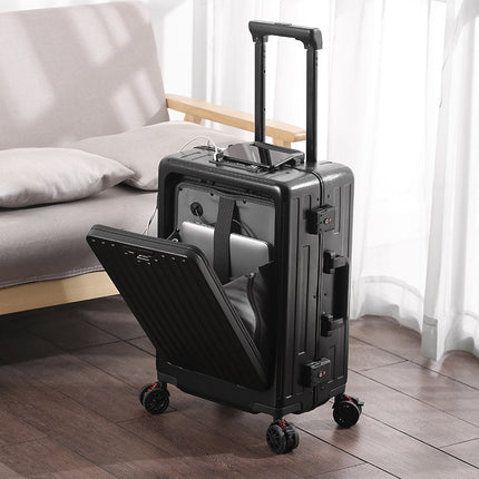 Mini Suitcase 20 Inch Aluminum Frame Front Opening Trolley Suitcase Password Suitcase