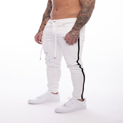Wholesale Men's Ripped White Slim Fit Skinny Jeans
