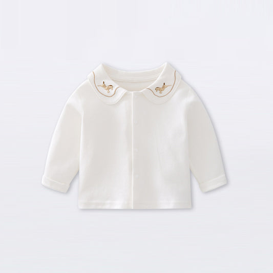 Baby Lapel T-shirt Cotton Long Sleeve Infant Cotton Top